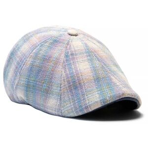 The Cottontail Boston Scally Cap - Light Blue & Lilac Plaid - X-Large [60cm]